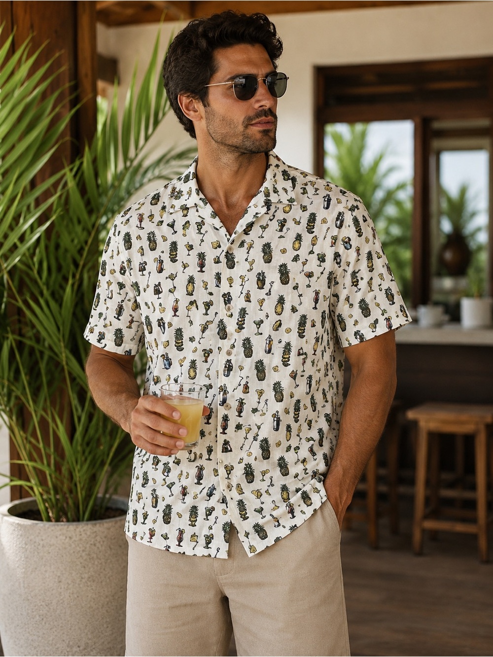 Tommy Bahama Men’s Lite Sanddollar IslandZone Tropical Cocktail Print Shirt NWT
